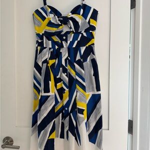 Milly Geometric Print Bow-Front Midi Dress - Size 4